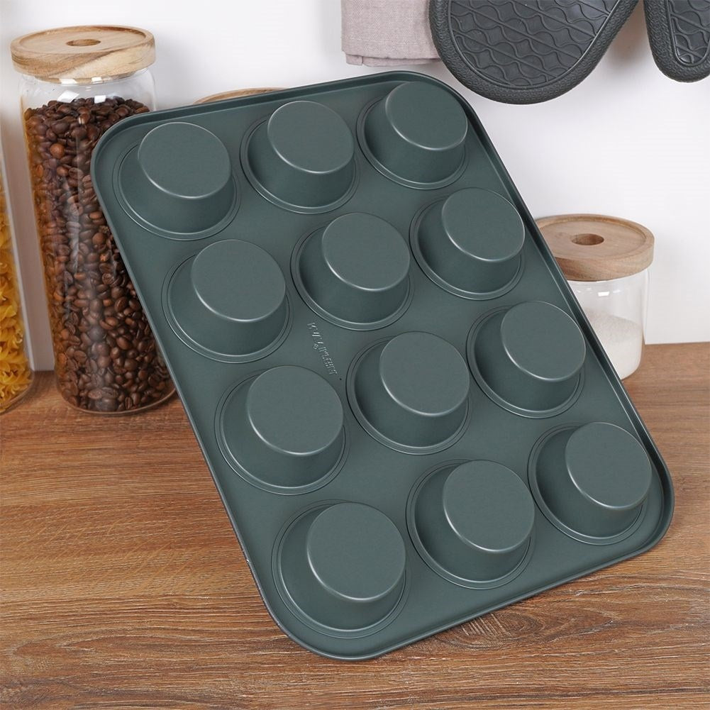 Muffin tin, 35 cm, metal with granite coating, 12 muffins