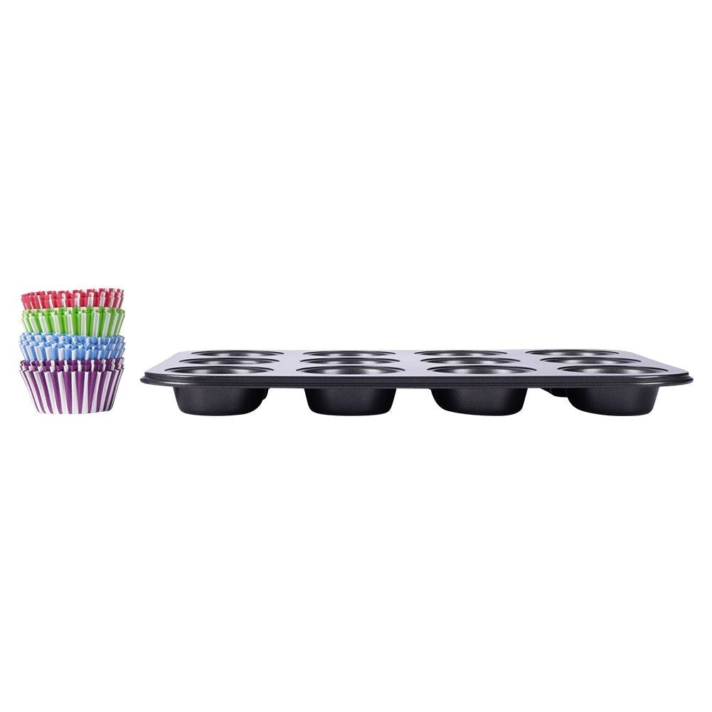 Muffin tin with non-stick and 72 colorful paper forms