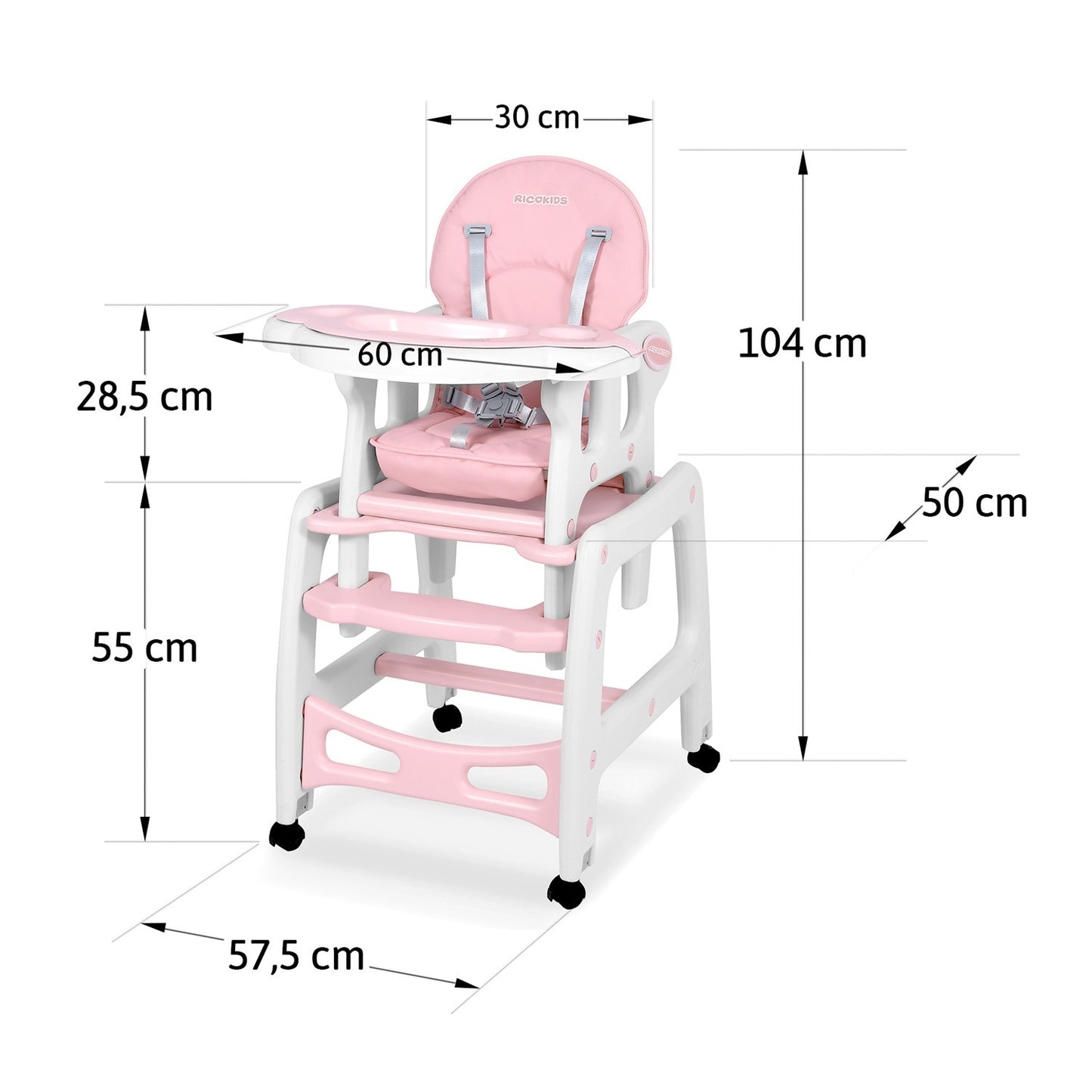 Multifunctional 5-in-1 Dining Chair Sinco, Pink