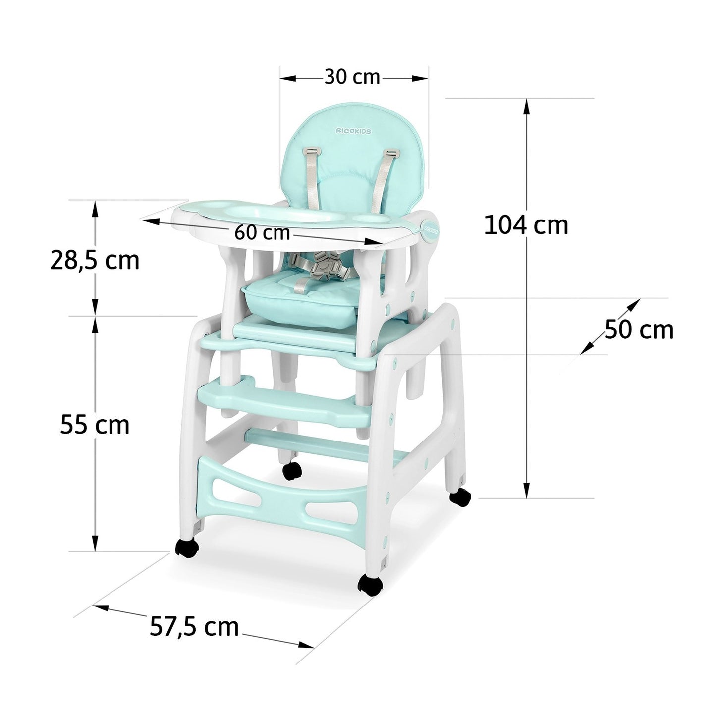 Multifunctional Dining Chair 5-in-1 Sinco Turquoise