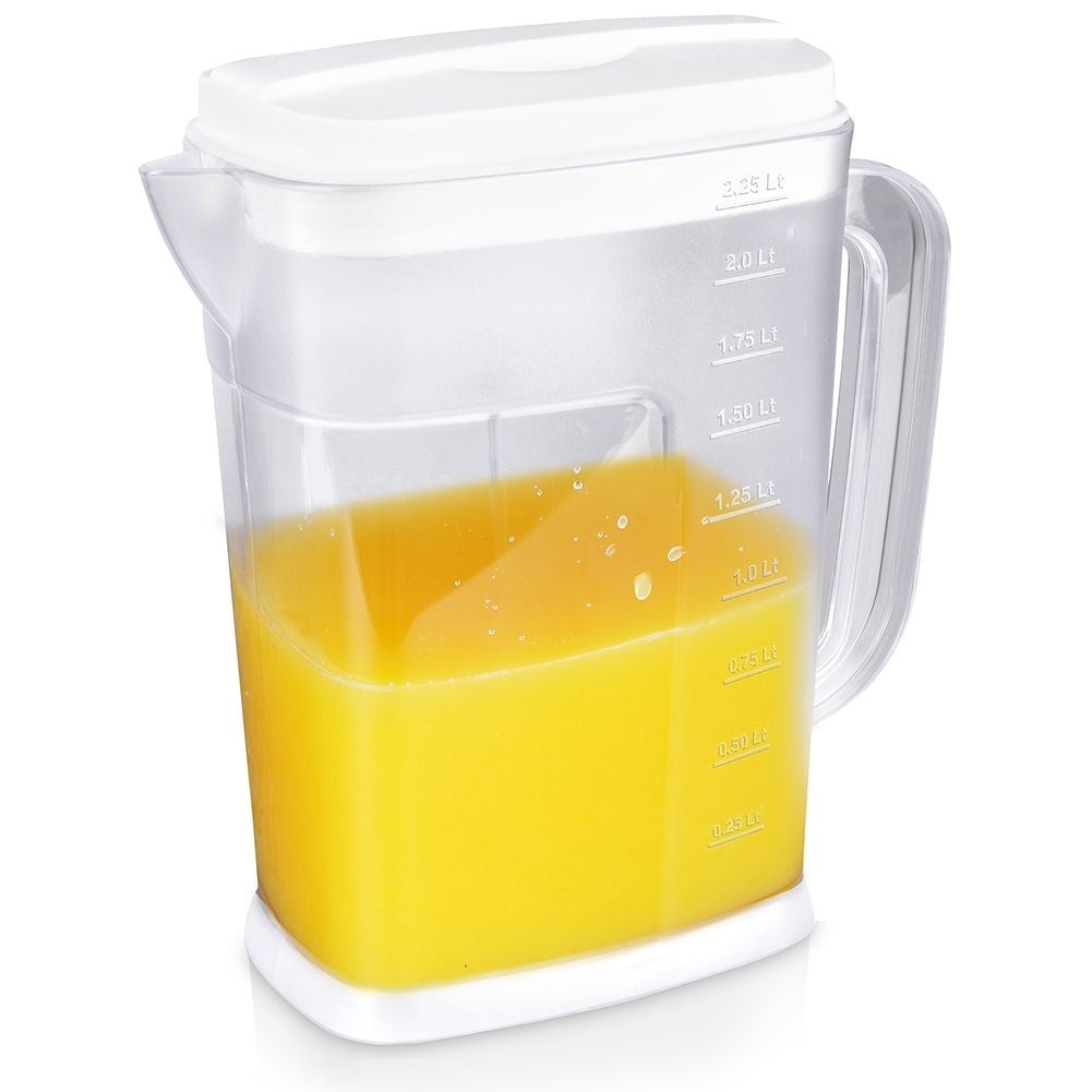 Multifunctional plastic jug with measuring scale and refrigerator-friendly design