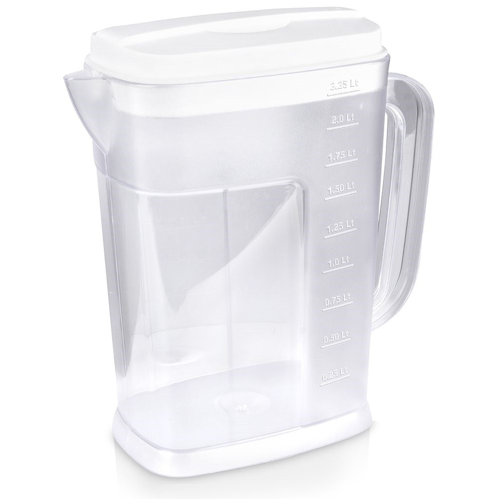 Multifunctional plastic jug with measuring scale and refrigerator-friendly design