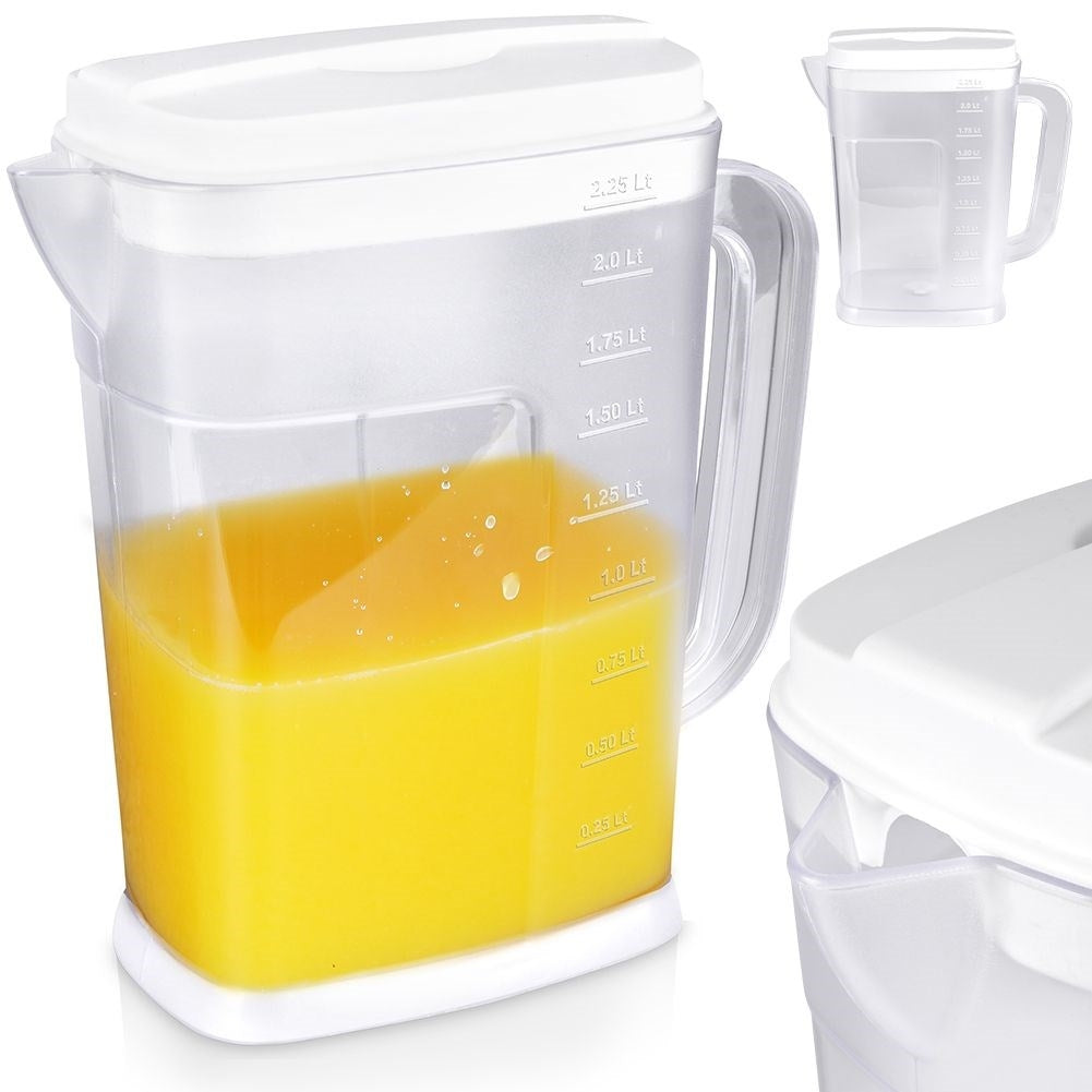 Multifunctional plastic jug with measuring scale and refrigerator-friendly design
