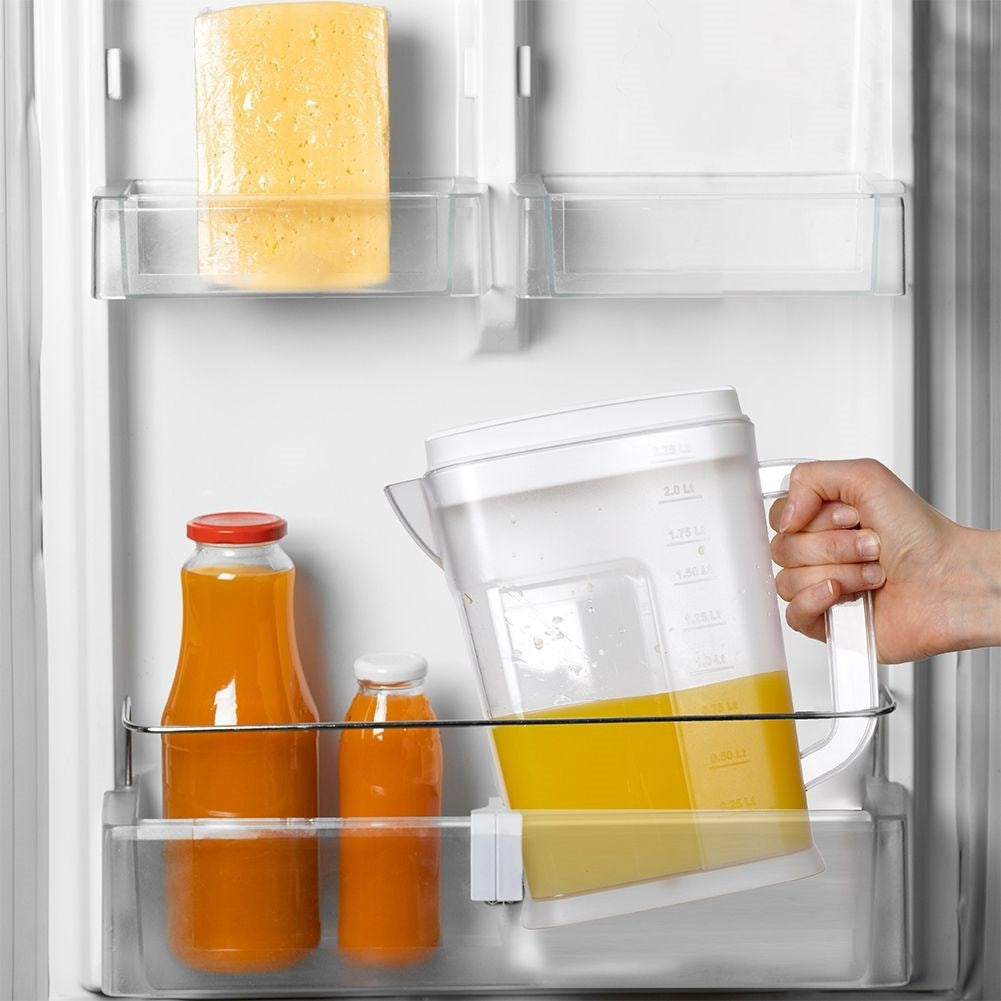 Multifunctional plastic jug with measuring scale and refrigerator-friendly design
