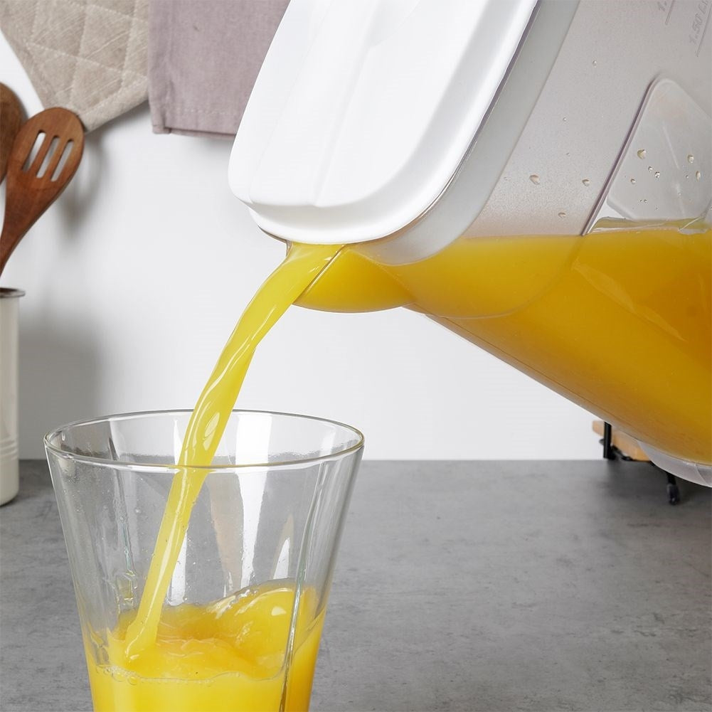 Multifunctional plastic jug with measuring scale and refrigerator-friendly design