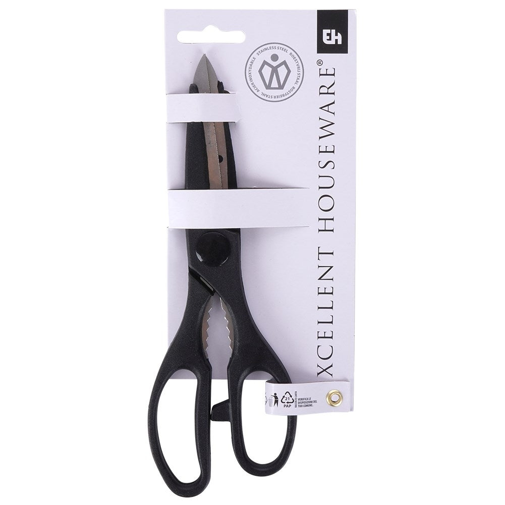 Multifunctional scissors 21 cm with nutcracker and cap opener