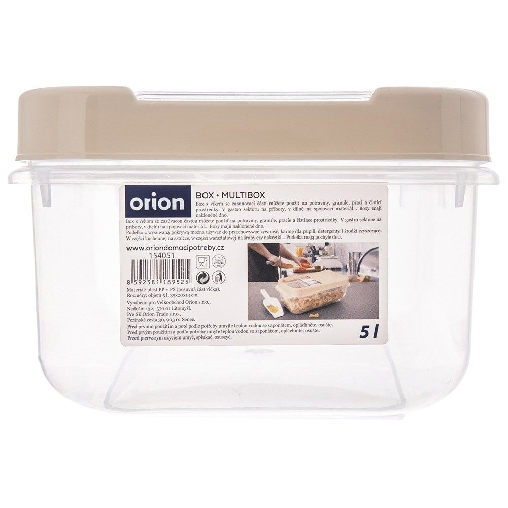 Multifunctional storage box 5L with sliding lid, durable plastic