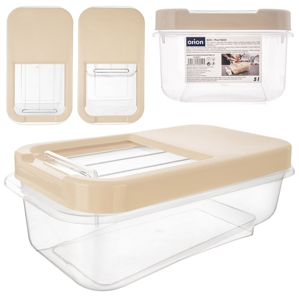 Multifunctional storage box 5L with sliding lid, durable plastic