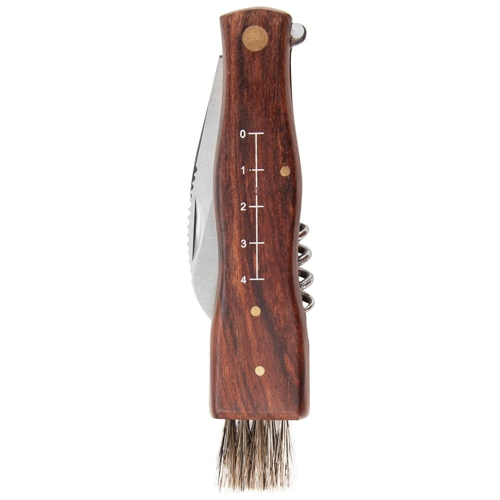 Mushroom knife with brush and corkscrew, compact and robust