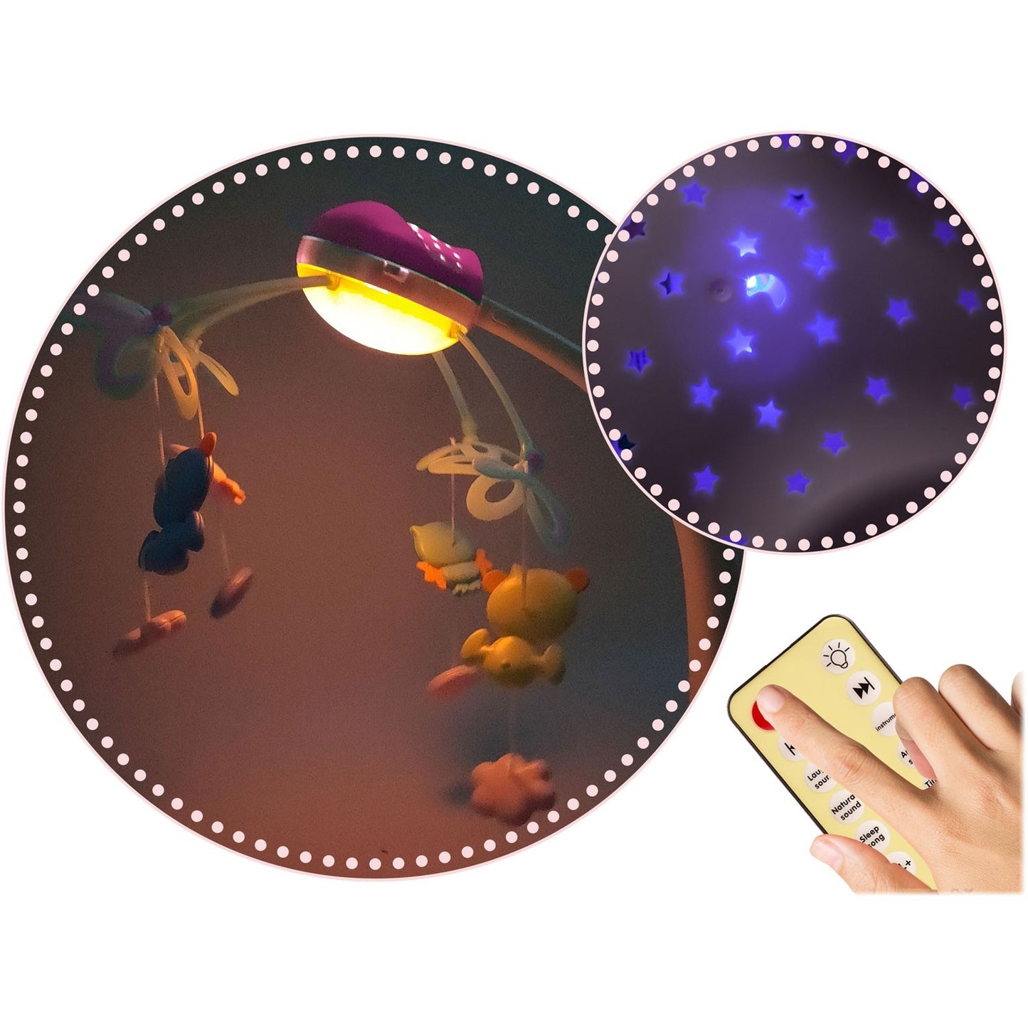 Music box with projector for cot RK-813 pink