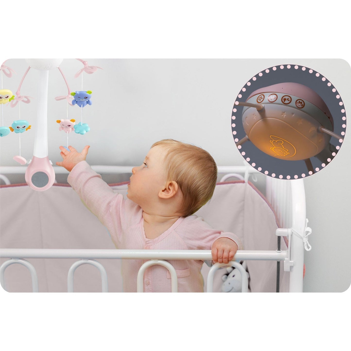 Music box with projector for cot RK-813 pink