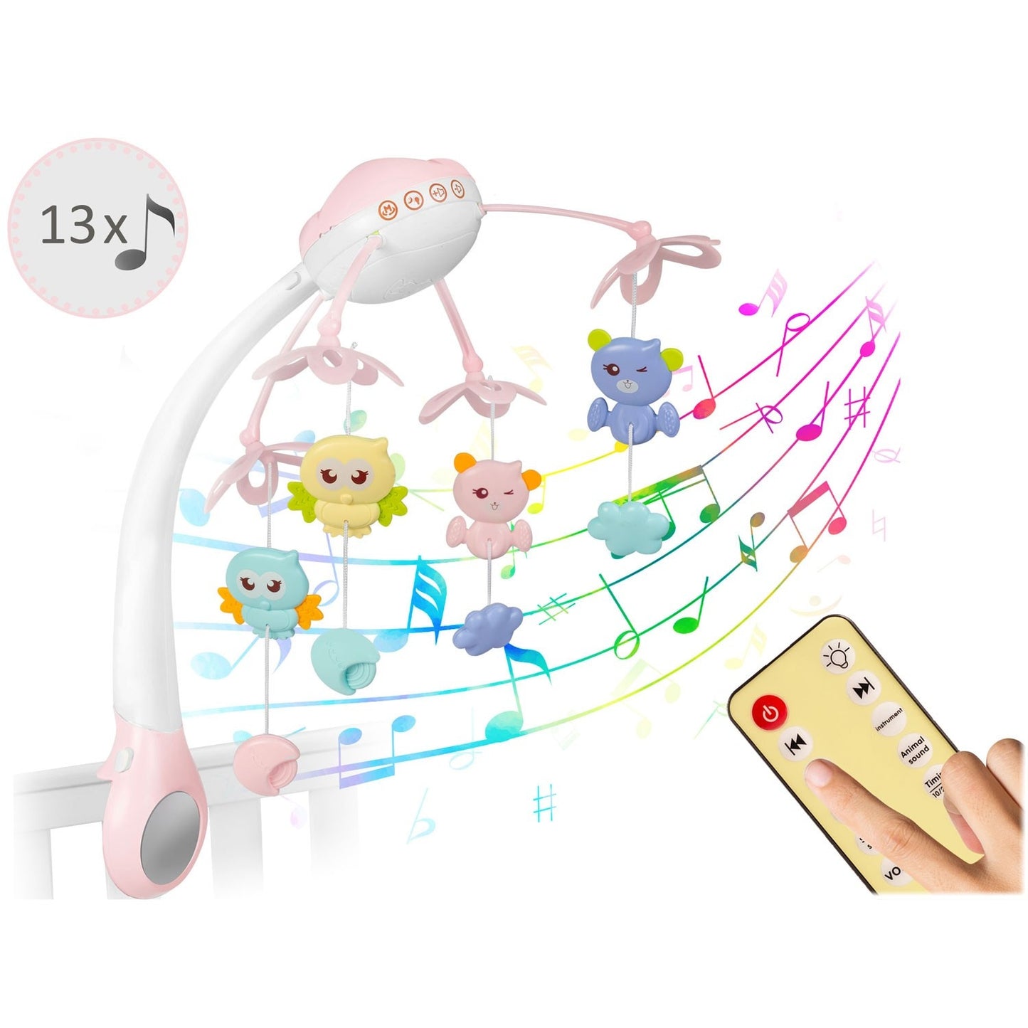 Music box with projector for cot RK-813 pink