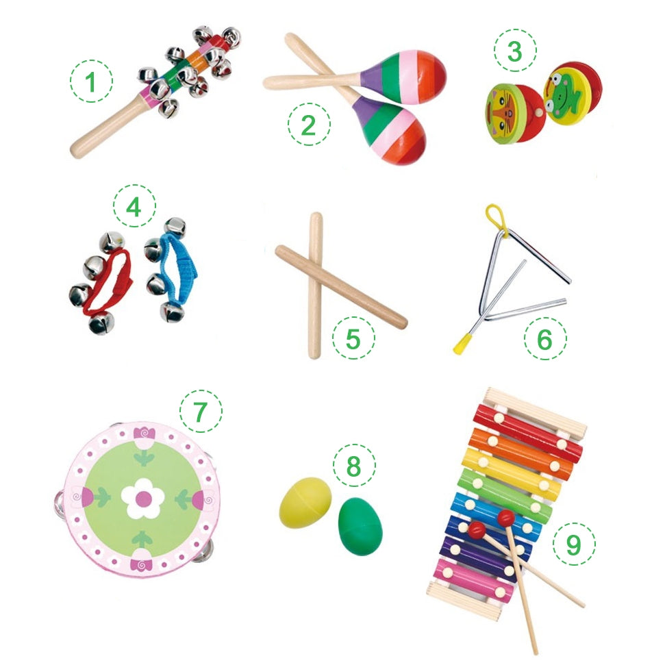 Music set of 14 instruments + bag Ecotoys