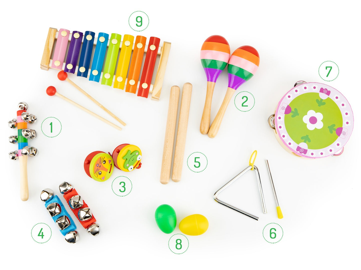 Music set of 14 instruments + bag Ecotoys