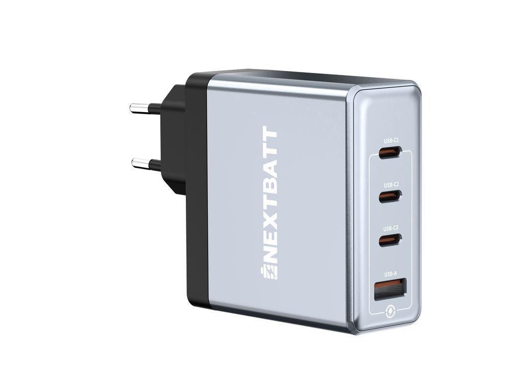 NEXTBATT 100W Fast Charger 3x USB-C/1x USB-A - Black/Gray