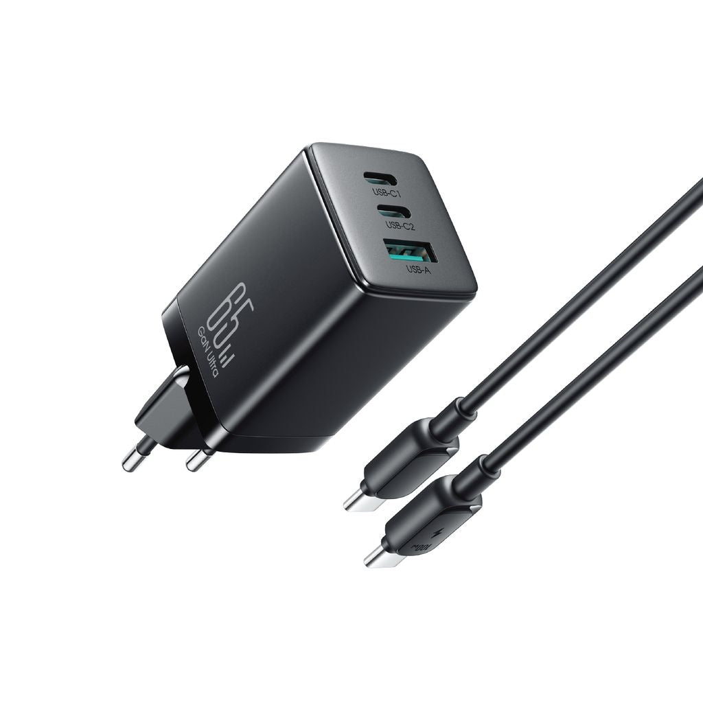 NEXTBATT Fast Charger 65W GaN Ultra, with USB-C Cable, 100W - Black