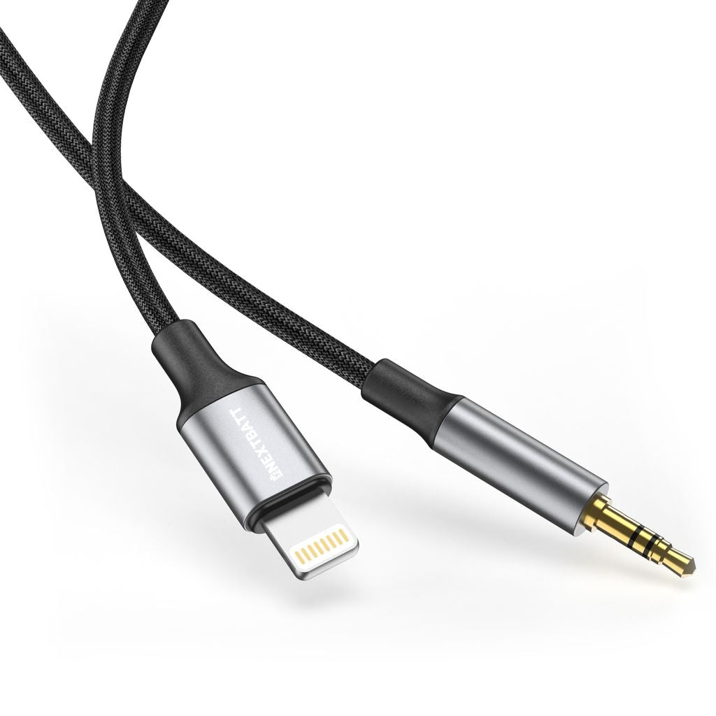 NEXTBATT Lightning to 3.5mm AUX adapter, 1m - Black/Gray