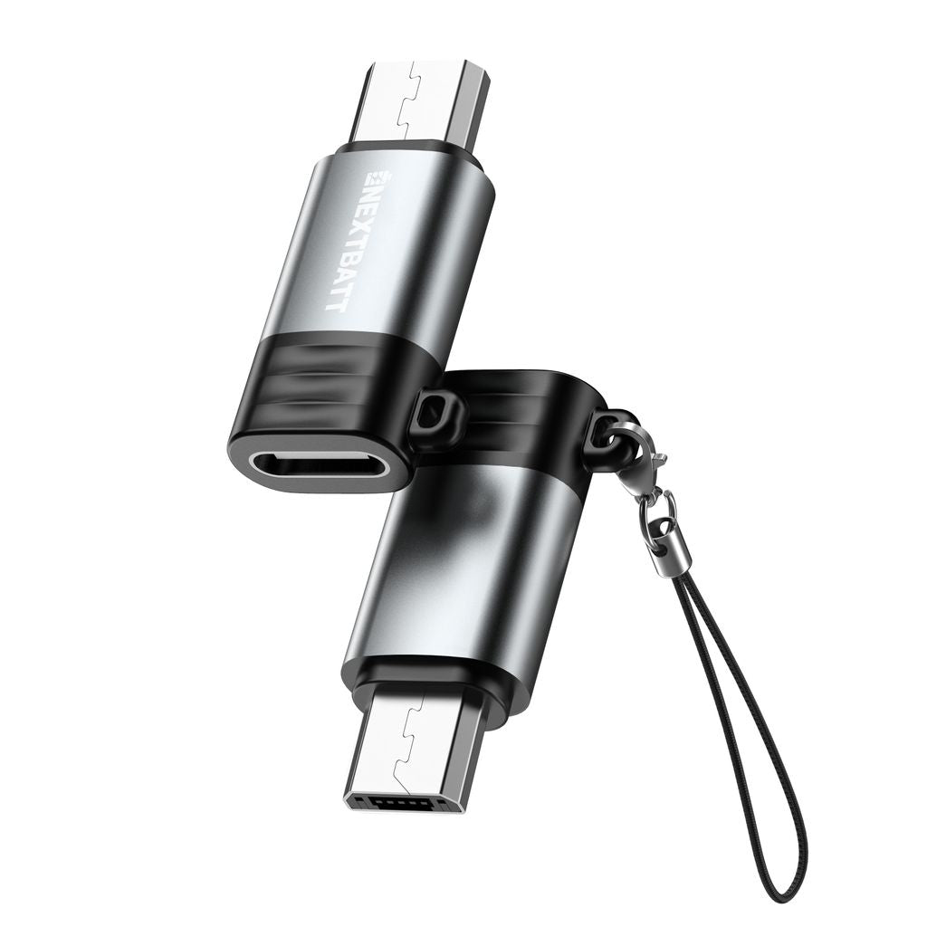 NEXTBATT USB-C female to micro-USB male adapter - Black/Gray
