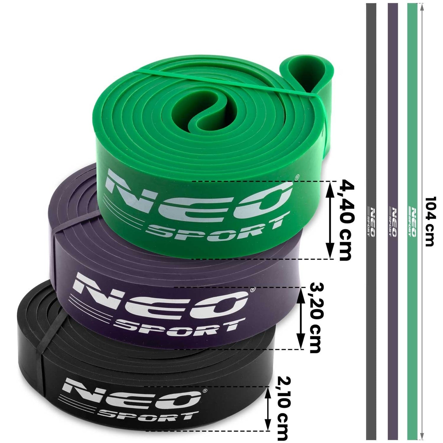 NS-960 Neo-Sport exercise resistance band set, 3 pcs