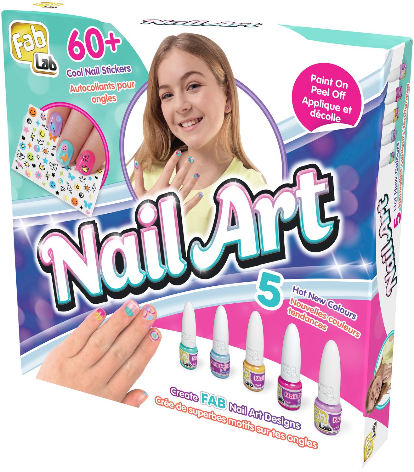 Nail Art Set with 7 Polishes & Heart Decorations
