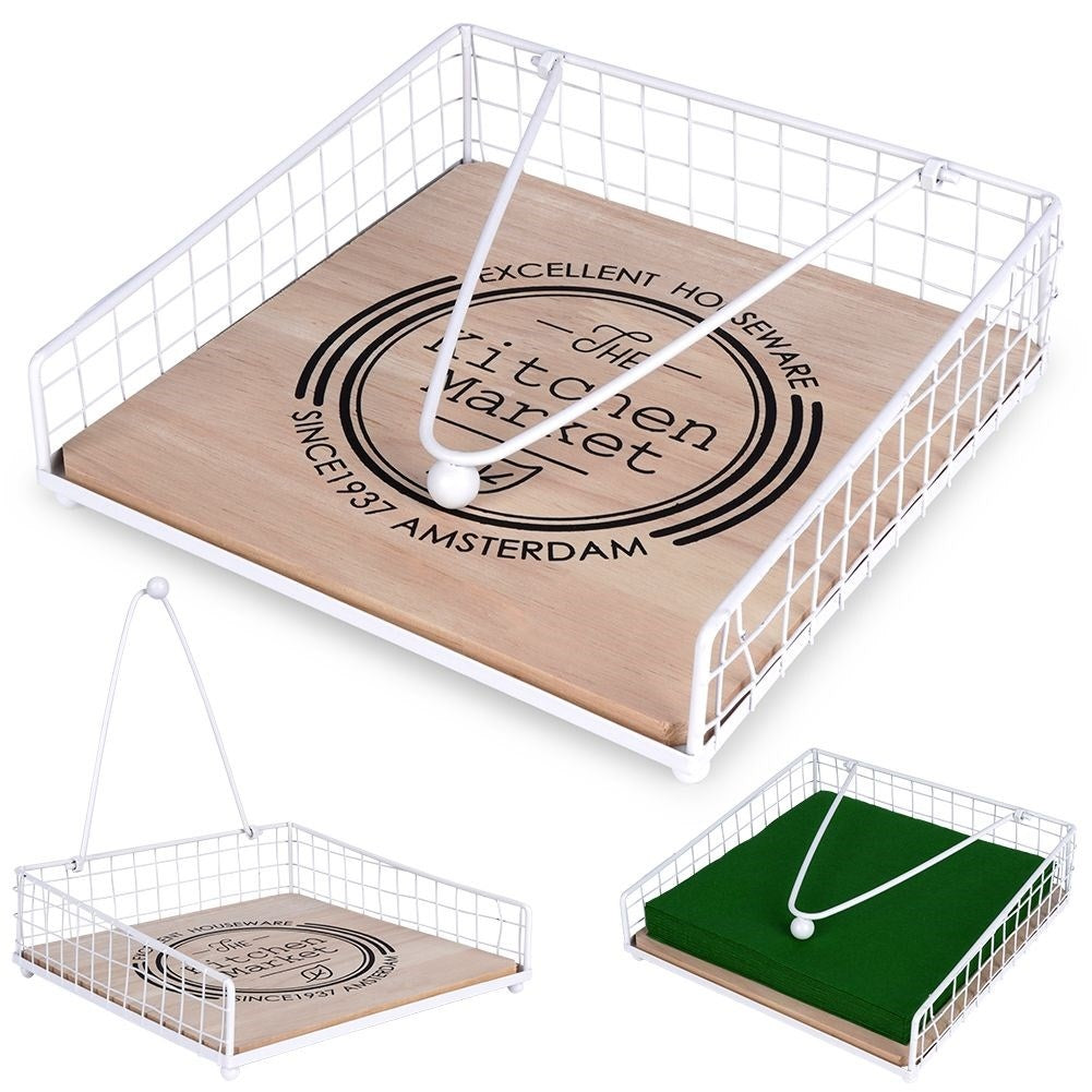 Napkin holder with large capacity and weight for wind protection.