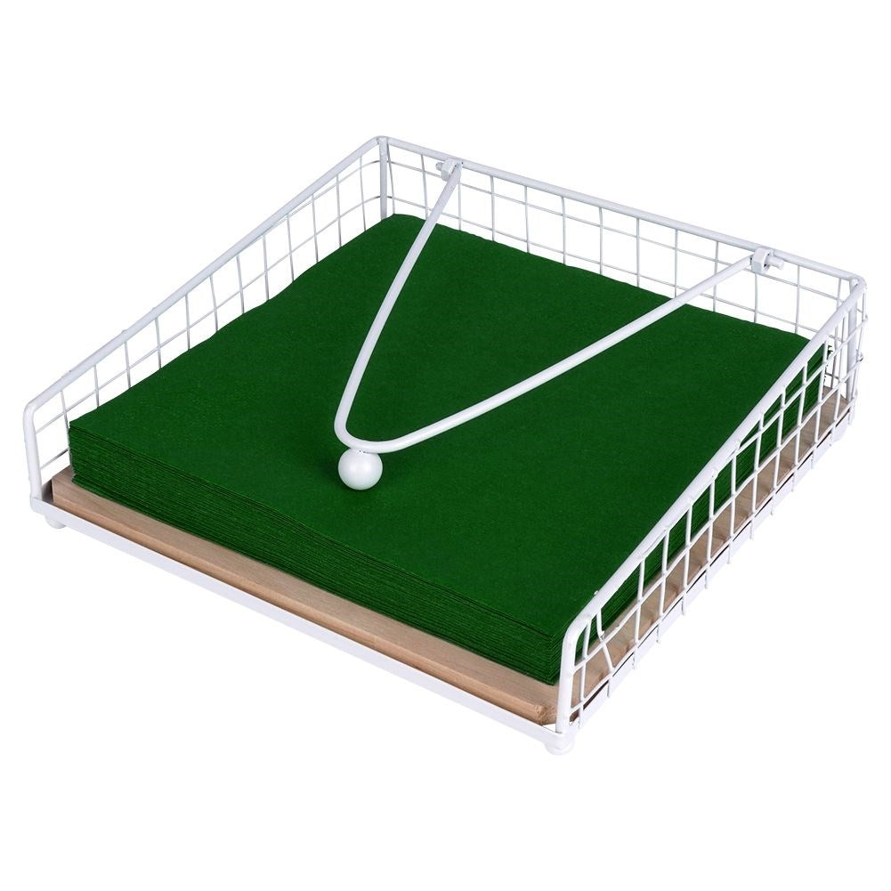 Napkin holder with large capacity and weight for wind protection.