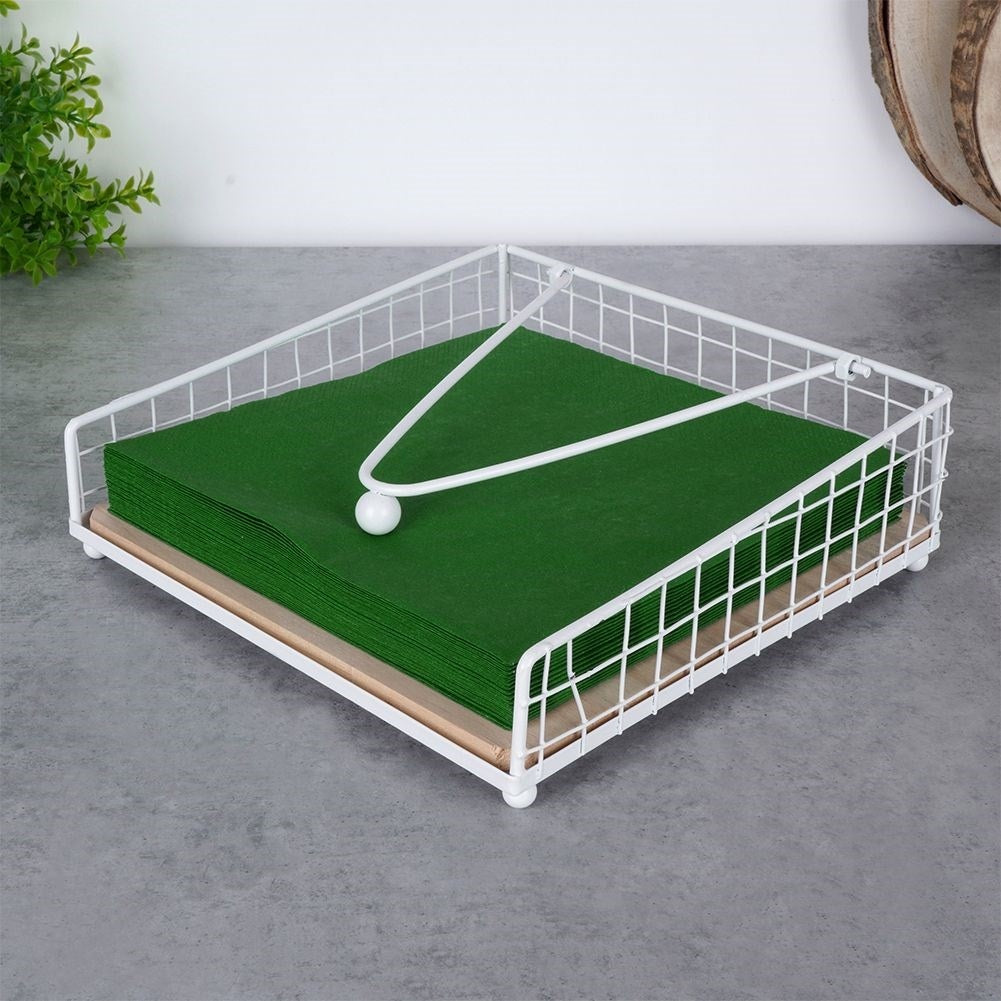 Napkin holder with large capacity and weight for wind protection.