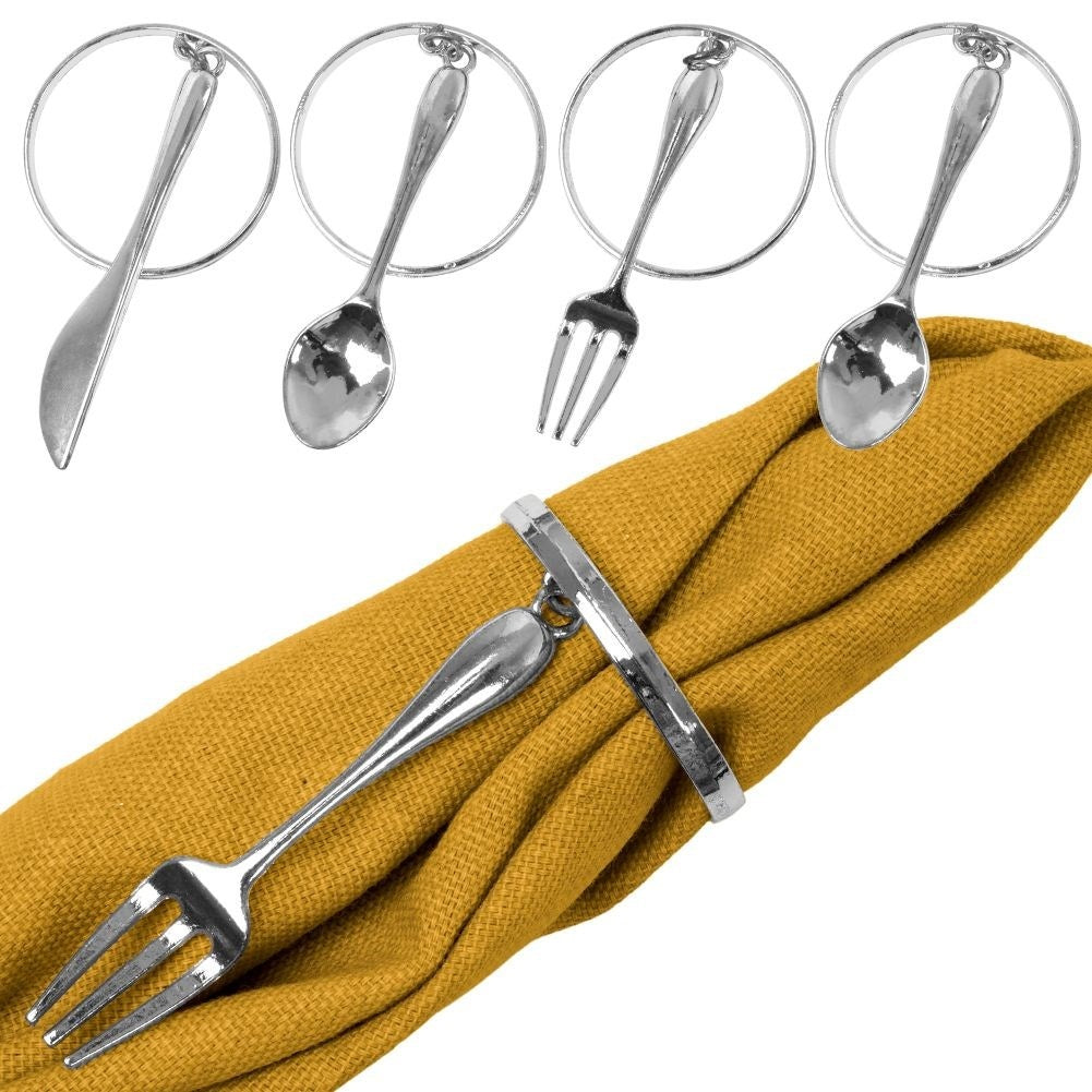 Napkin rings 4-pack, silver, metal, 4 cm, elegant cutlery