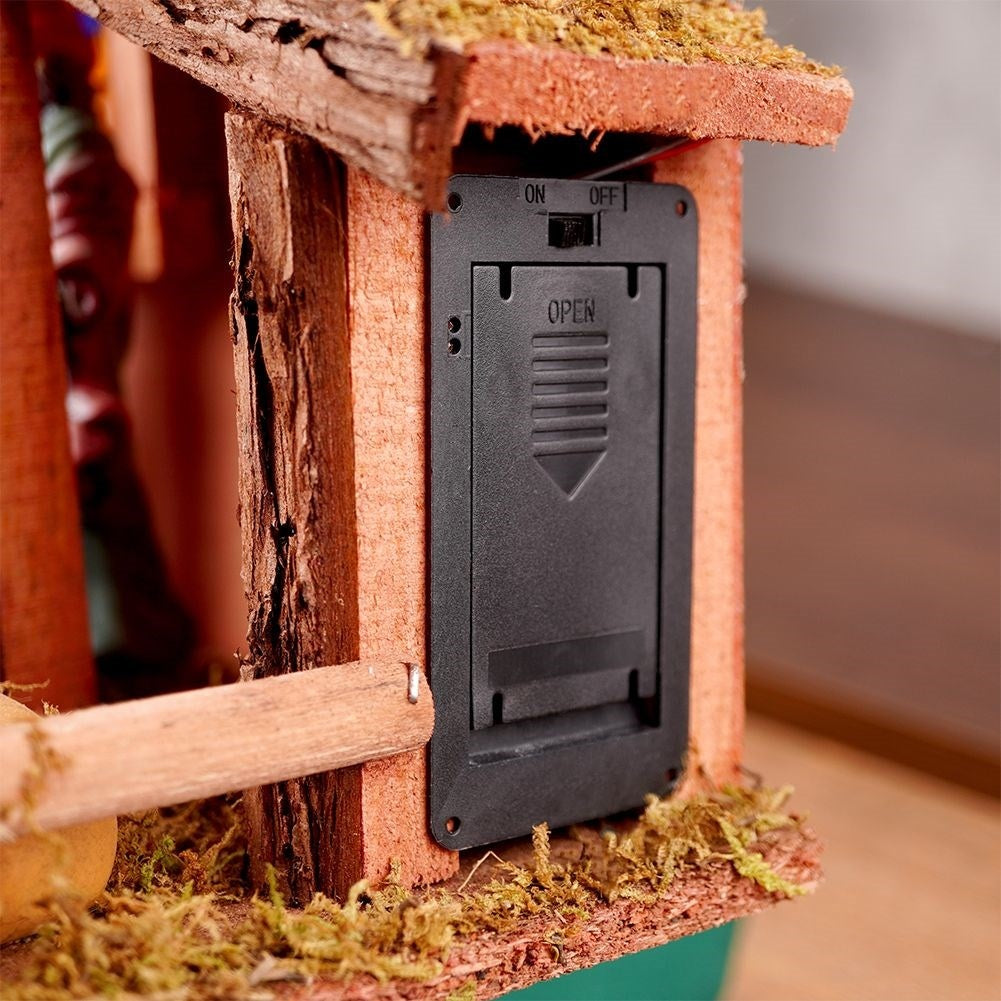 Nativity scene with LED lighting and 8 wooden figures