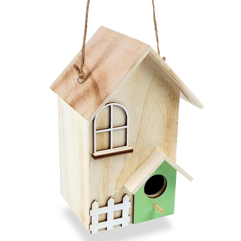 Natural Wooden Birdhouse with Entrance Opening for Garden