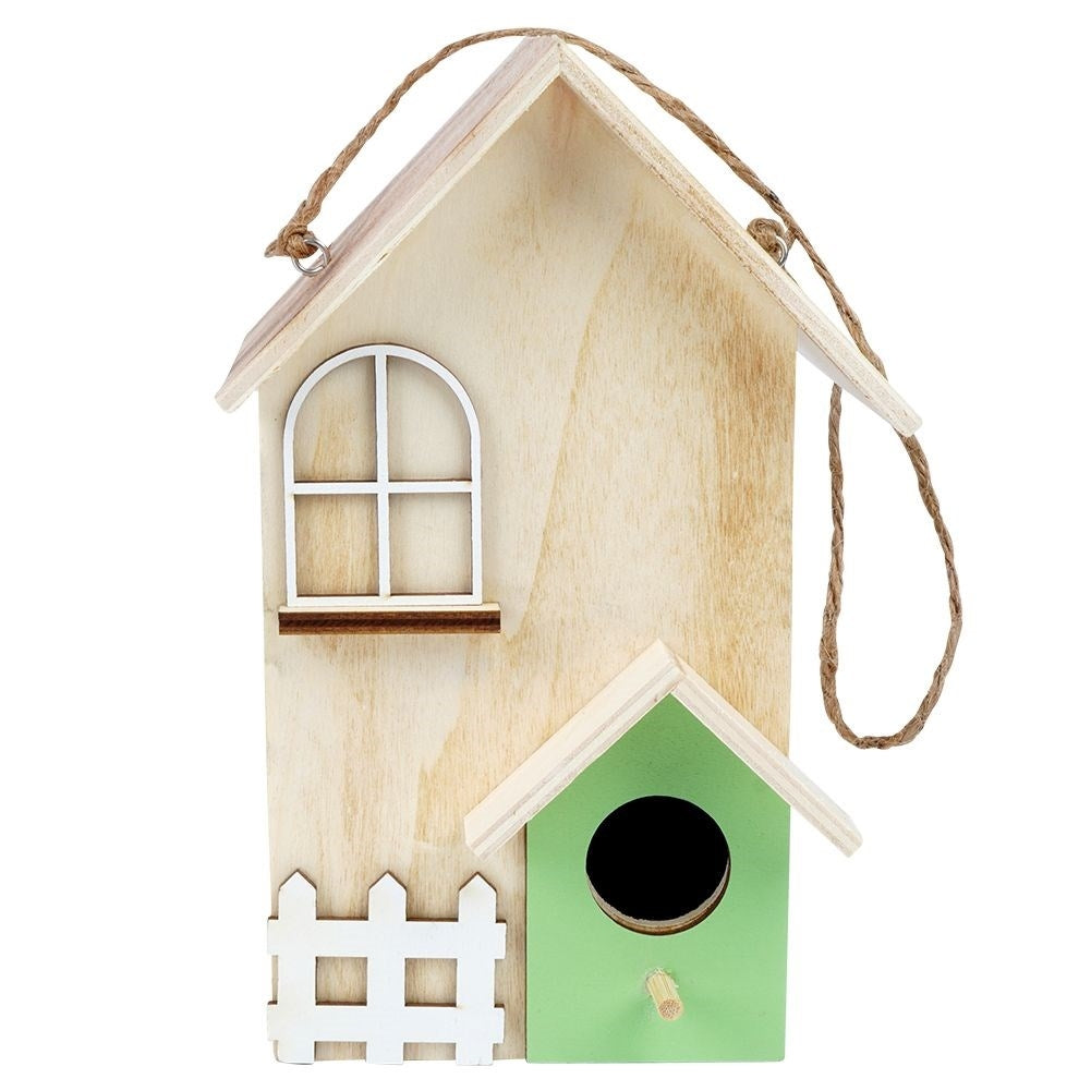 Natural Wooden Birdhouse with Entrance Opening for Garden
