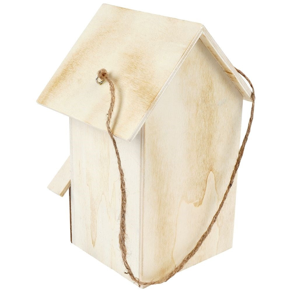 Natural Wooden Birdhouse with Entrance Opening for Garden