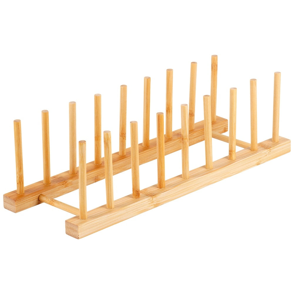 Natural bamboo plate organizer for easy access