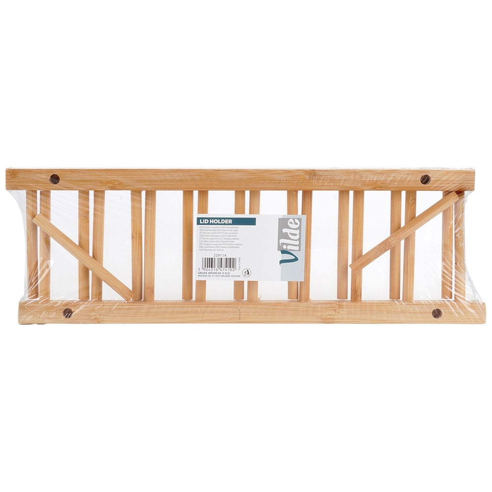 Natural bamboo plate organizer for easy access