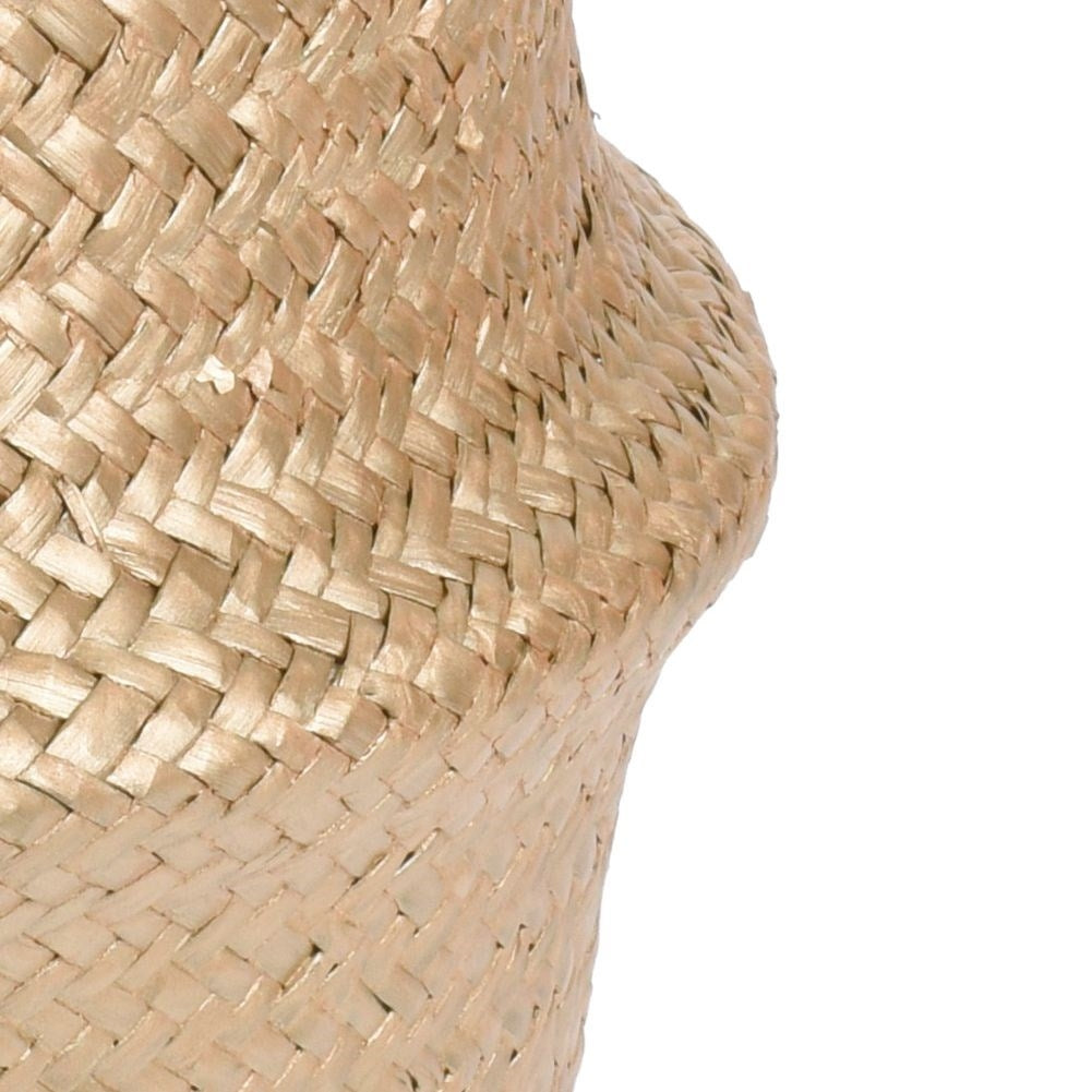 Natural golden basket with handle for potted plant