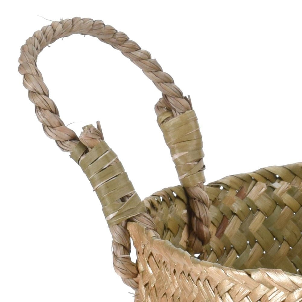 Natural golden basket with handle for potted plant