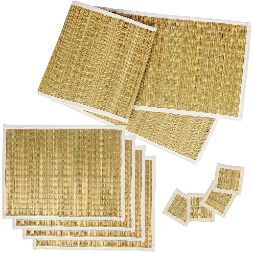 Natural grass set: Placemats, coasters & runners