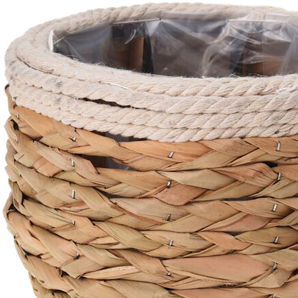 Natural plant pot made of seaweed, jute cord and wood for all styles