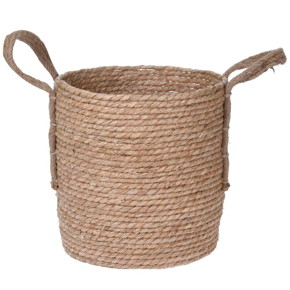Natural seagrass basket with handle for plants or storage