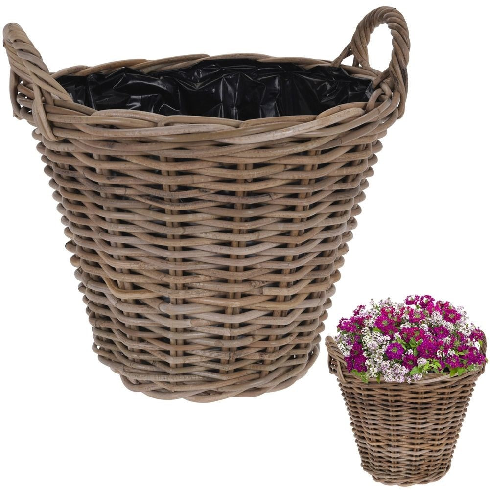 Natural wicker basket for plants and flowers