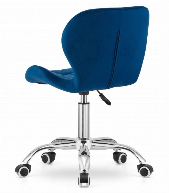 Navy Blue Velvet Swivel Office Chair with Wide Backrest
