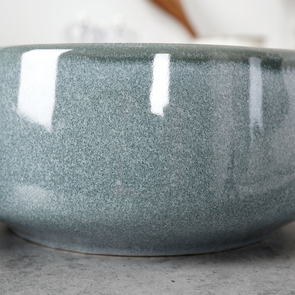 Navy blue ceramic bowl with handle for soup and snacks