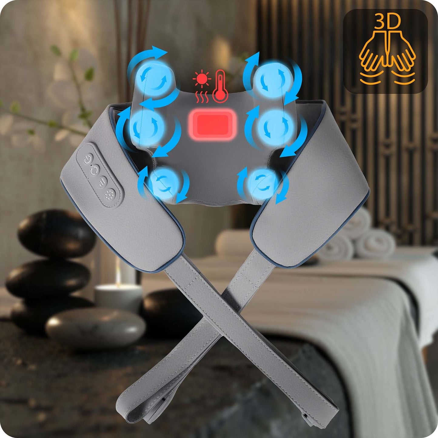 Neo-Sport NS-505 Wireless Neck and Back Shiatsu Massager with 3 Heating Modes