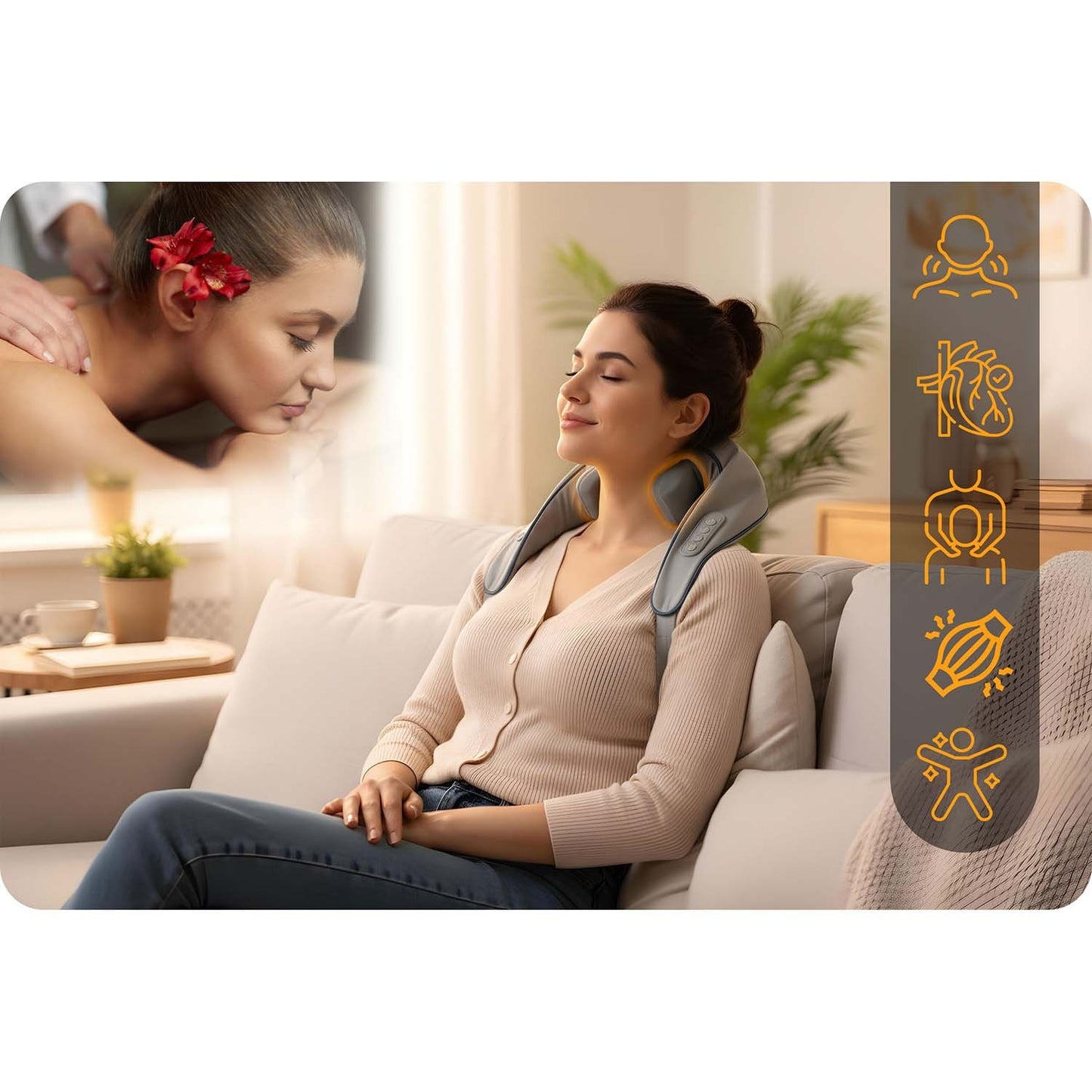 Neo-Sport NS-505 Wireless Neck and Back Shiatsu Massager with 3 Heating Modes