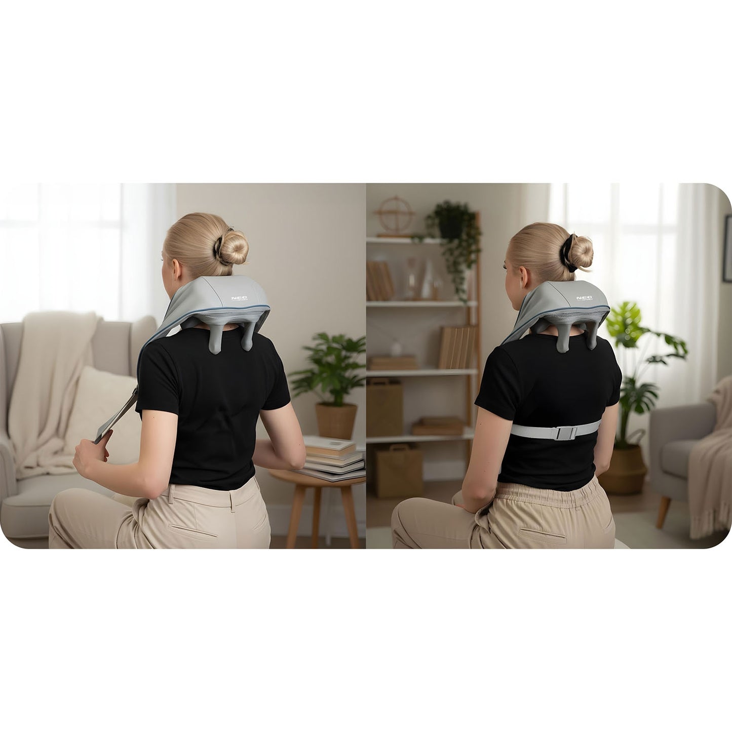 Neo-Sport NS-505 Wireless Neck and Back Shiatsu Massager with 3 Heating Modes