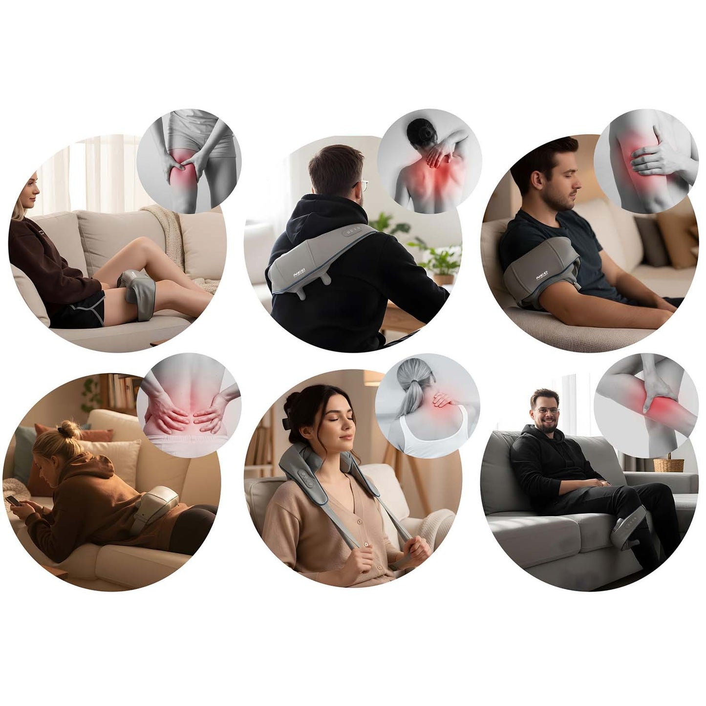 Neo-Sport NS-505 Wireless Neck and Back Shiatsu Massager with 3 Heating Modes