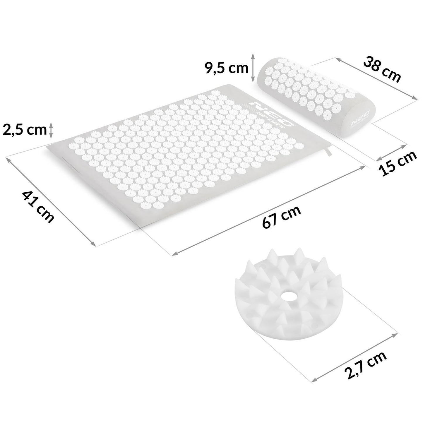 Neo-Sport NS-900 spiked acupressure mat, gray and white