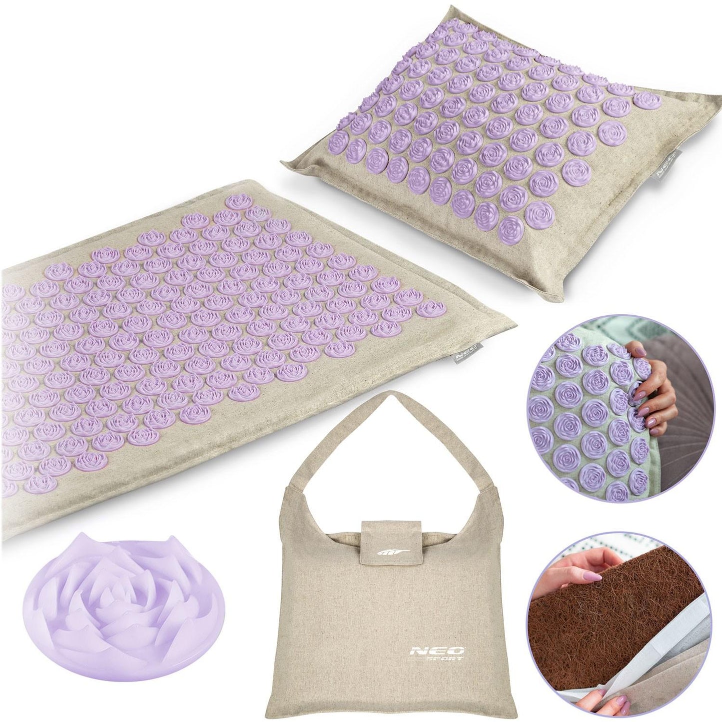 Neo-Sport NS902 spiked acupressure mat - gray-lavender