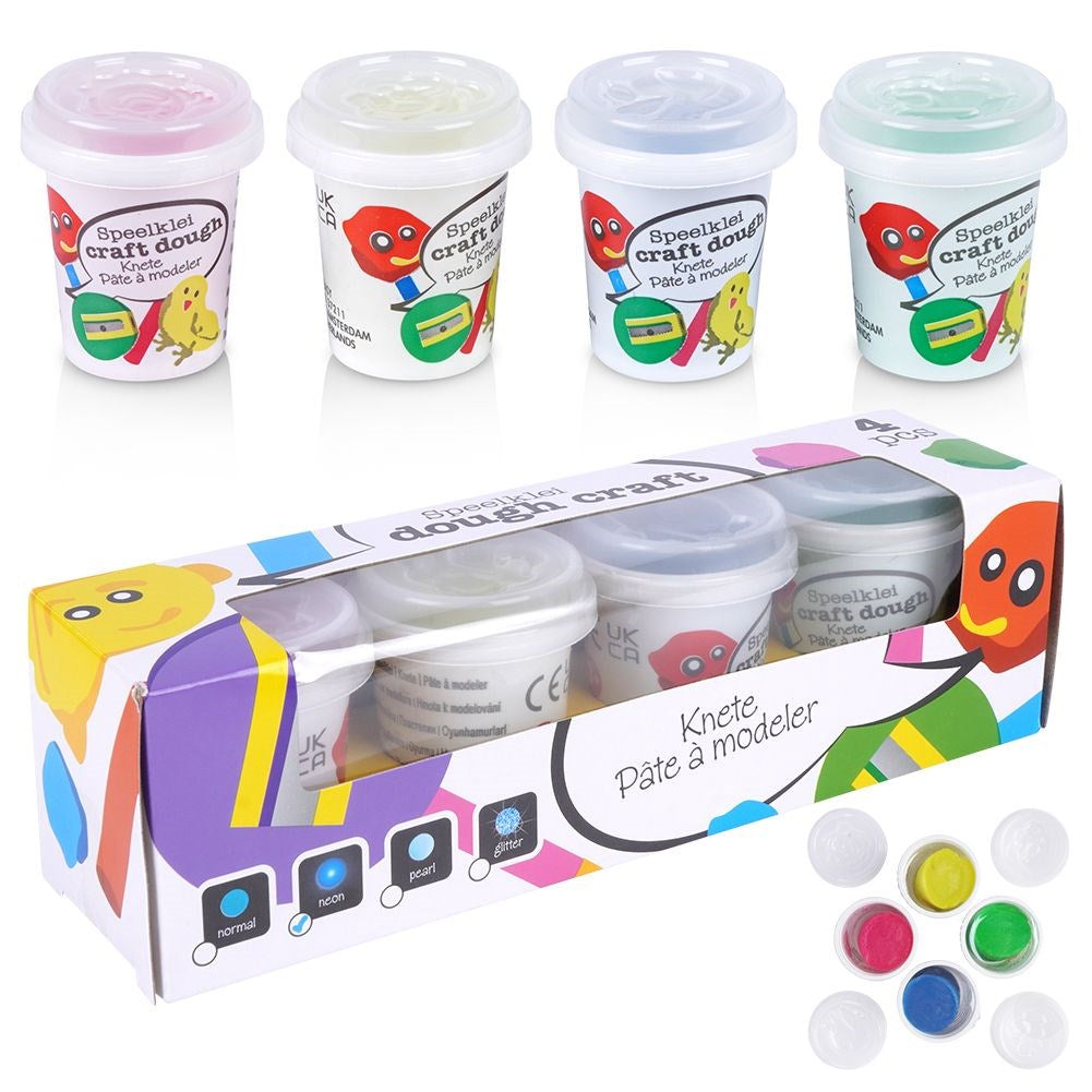 Neon modelling clay figures 4 pcs.