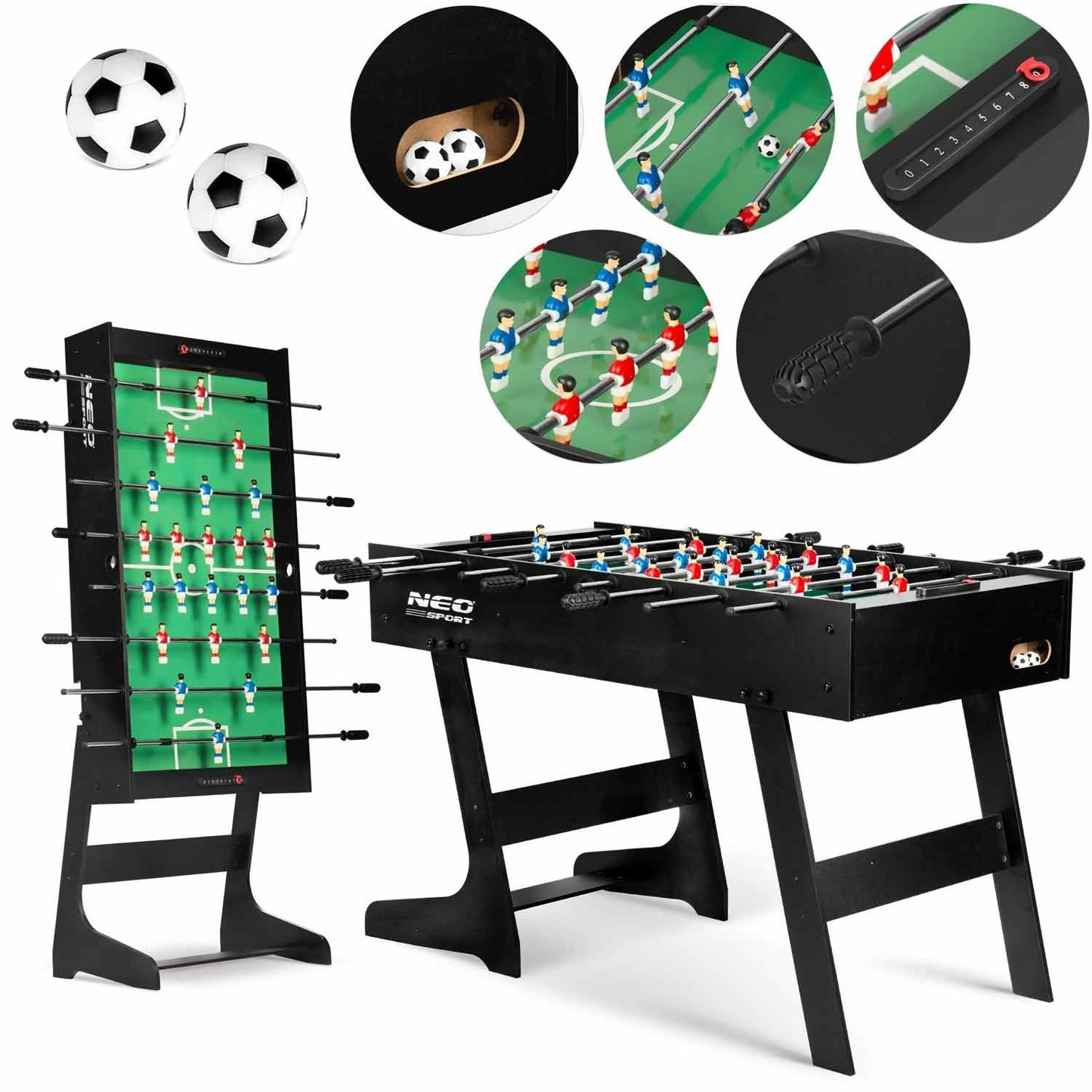 Neosport Foosball Table 121 x 61 x 80 cm NS-803 Black